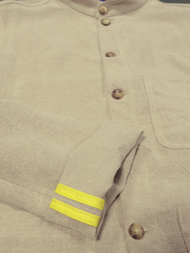 naipaul mao-collar jacket in natural raw linen