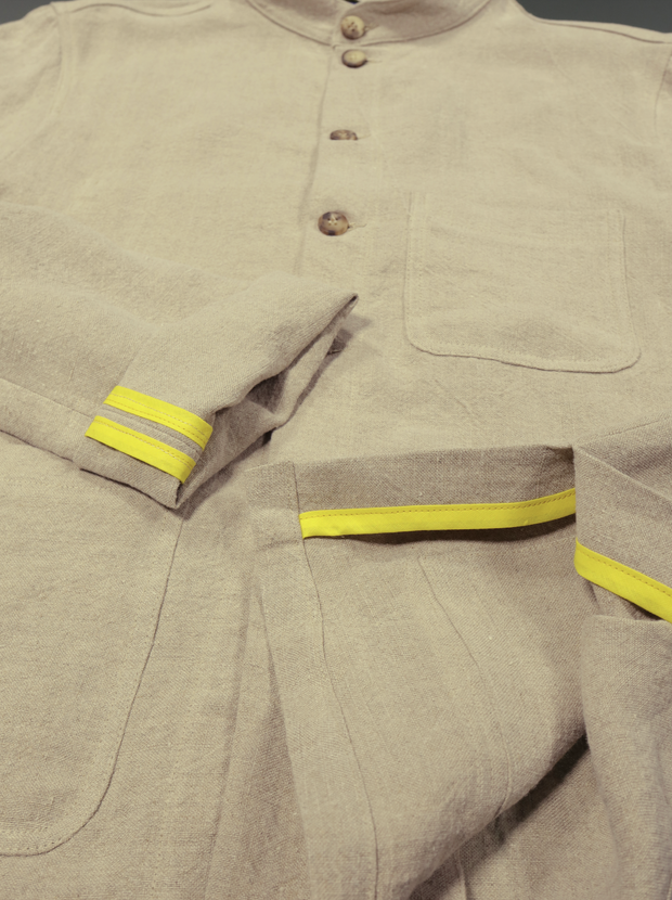 naipaul mao-collar jacket in natural raw linen