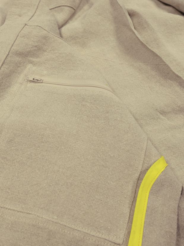 naipaul mao-collar jacket in natural raw linen