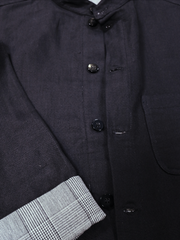naipaul jacket in black and prince of wales double-faced linen