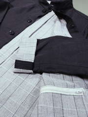 naipaul jacket in black and prince of wales double-faced linen