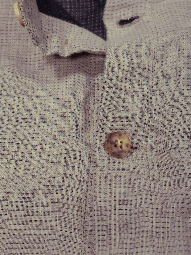 naipaul mao-collar Jacket in birch and black double-faced linen