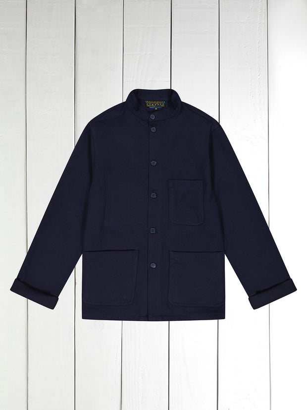 naipaul jacket in navy whipcord with blue stripes