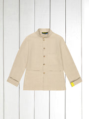 naipaul mao-collar jacket in natural raw linen
