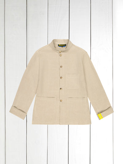 naipaul mao-collar jacket in natural raw linen
