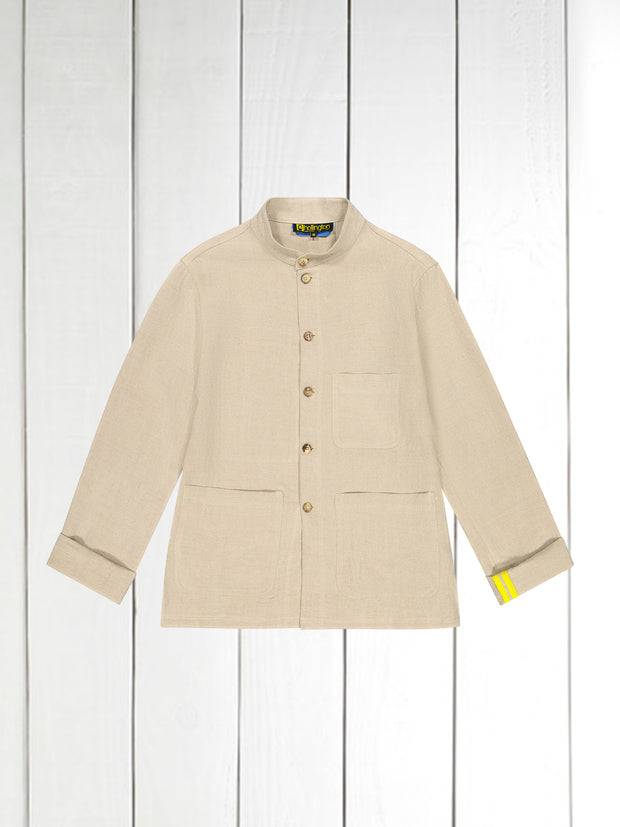 naipaul mao-collar jacket in natural raw linen