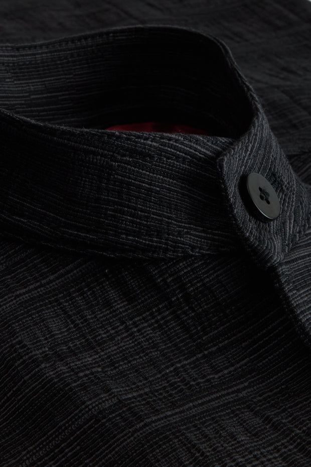 megève jacket in burnt black wool and cotton jacquard