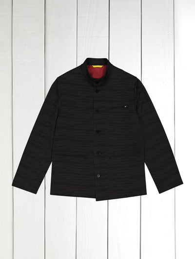 megève jacket in burnt black wool and cotton jacquard