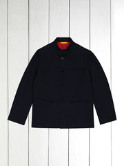 megève jacket in navy blue wool and cotton ottoman