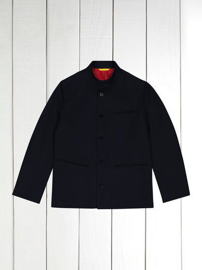 megève jacket in navy blue wool and cotton ottoman