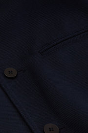 megève jacket in navy blue wool and cotton ottoman
