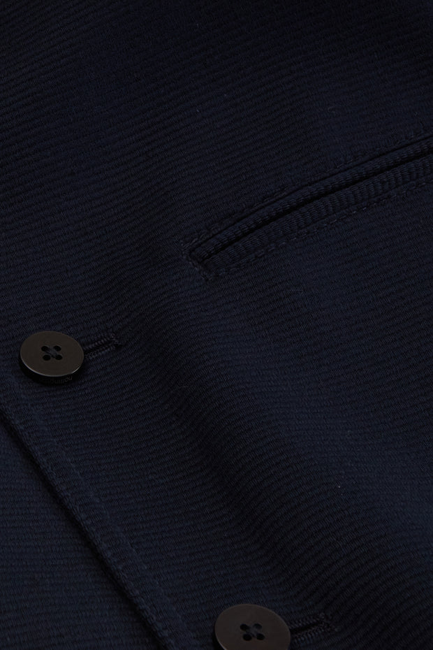 megève jacket in navy blue wool and cotton ottoman