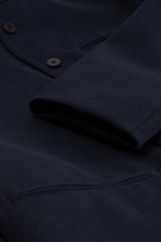 megève jacket in navy blue wool and cotton ottoman