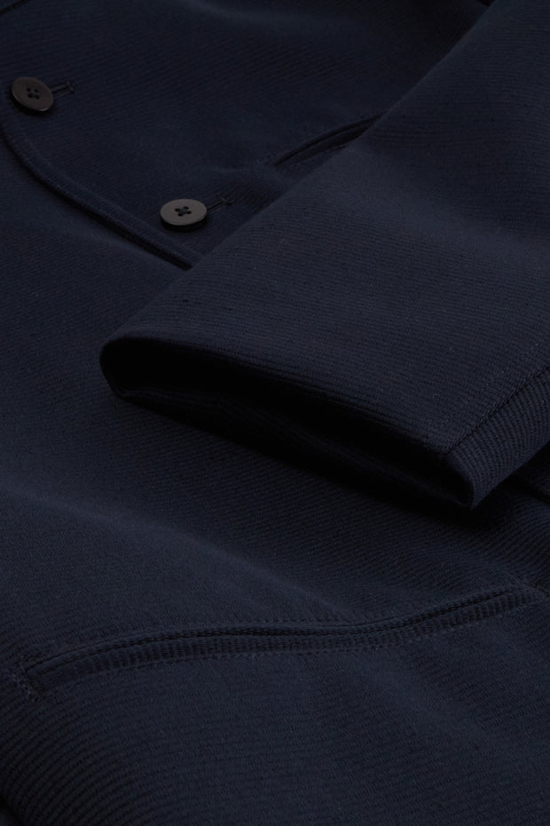 megève jacket in navy blue wool and cotton ottoman