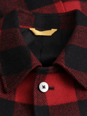 pré-commande veste odéon en drap de laine épais à carreaux rouge et noir