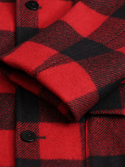 pré-commande veste odéon en drap de laine épais à carreaux rouge et noir