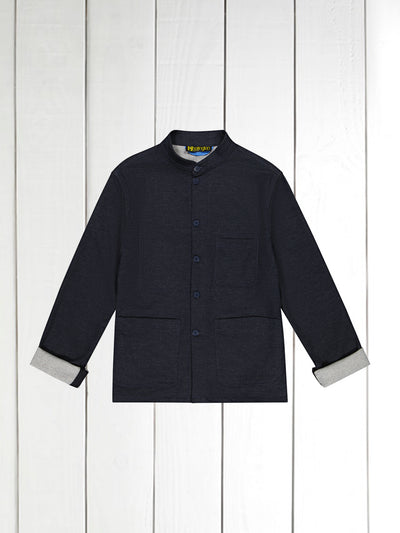 naipaul jacket in double-faced cotton anthracite blue midnight with peau de pêche effect
