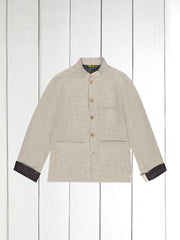 naipaul mao-collar Jacket in birch and black double-faced linen