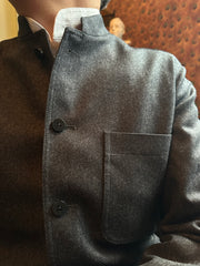 anthracite flannel slim nehru-collar tyrol jacket