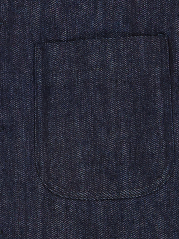 veste tyrol ajustée à col nehru en denim extensible brut