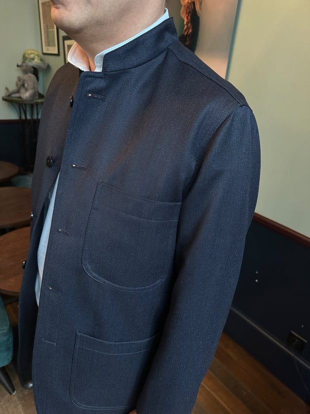 veste tyrol ajustée en cavalry twill dark navy