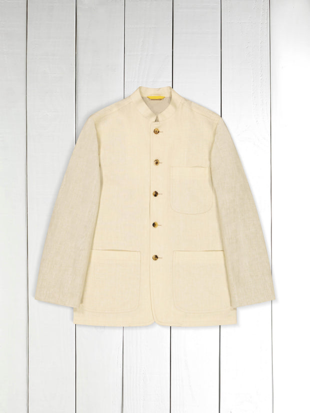 veste tyrol ajustée en toile pur lin écru très légère