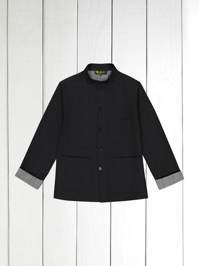 naipaul jacket in black and prince of wales double-faced linen