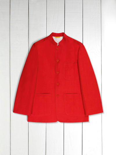 veste tyrol ajustée en toile pur lin rouge très légère