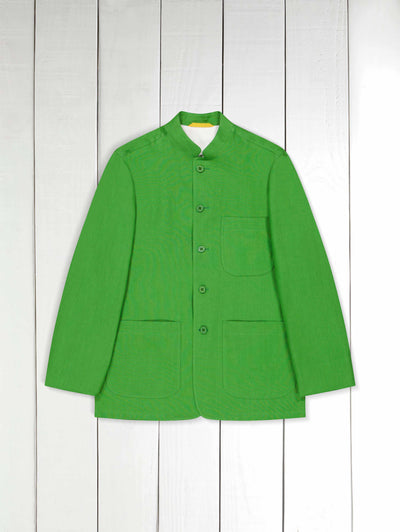 veste tyrol ajustée en toile pur lin vert très légère