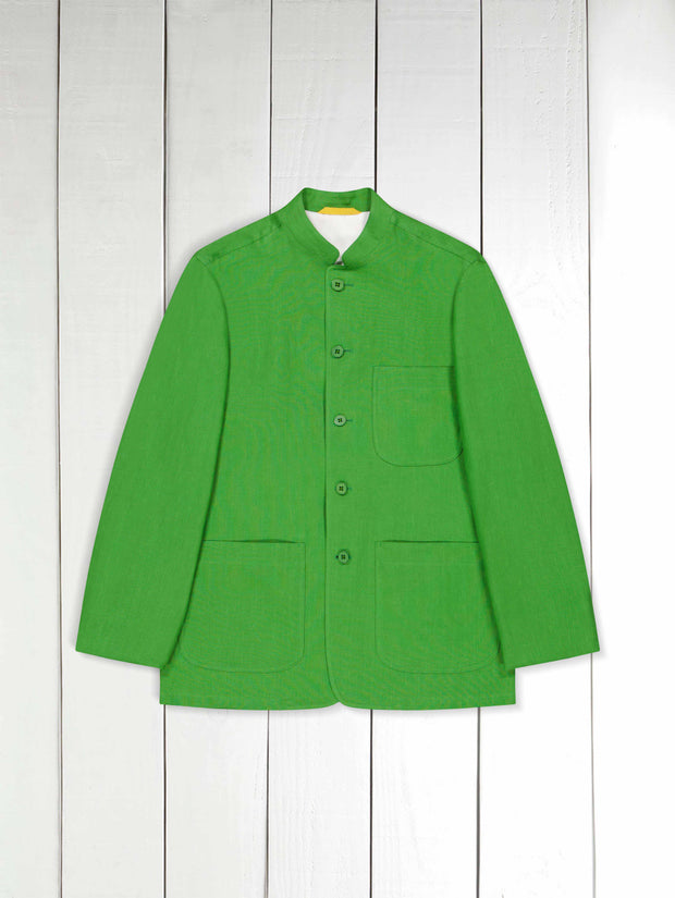 veste tyrol ajustée en toile pur lin vert très légère