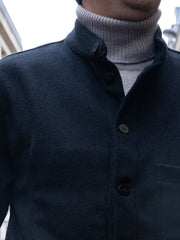 veste naipaul à col mao en drap de laine noire