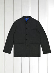 anthracite flannel slim nehru-collar tyrol jacket