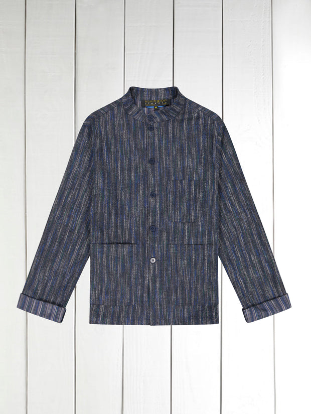 naipaul jacket in japanese cotton with irregular stripes