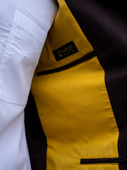 slim nehru-collar savoie jacket in Rembrandt brown stretch cotton 