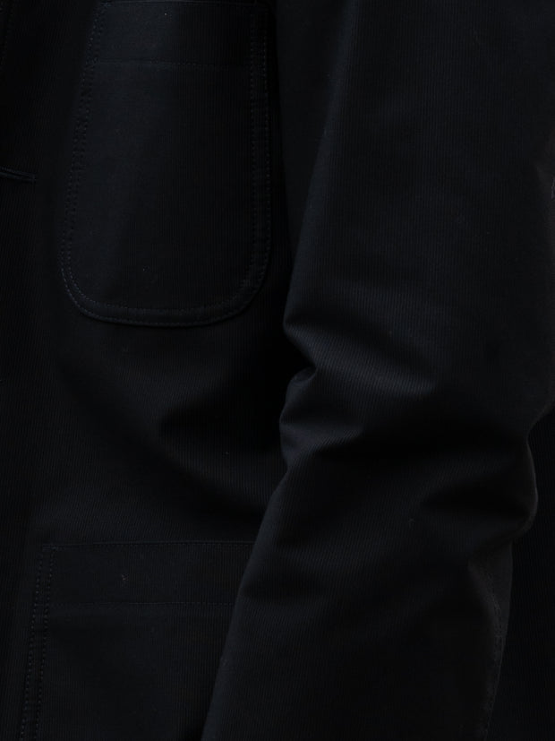 slim nehru-collar tyrol jacket in black ottoman cotton