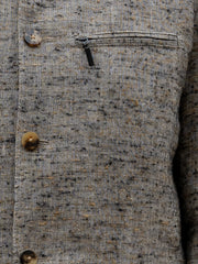 veste megève à col officier en laine et coton mouchetée de soie couleur granite