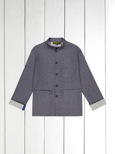 naipaul mao-collar jacket in stretch chambray