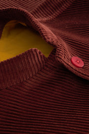 fitted tyrol jacket with nehru collar in chestnut wool cordoroy