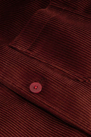 fitted tyrol jacket with nehru collar in chestnut wool cordoroy