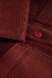 fitted tyrol jacket with nehru collar in chestnut wool cordoroy