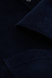 fitted tyrol jacket with Nehru collar in dark navy wool corduroy