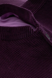 fitted tyrol jacket with nehru collar in magenta wool cordoroy