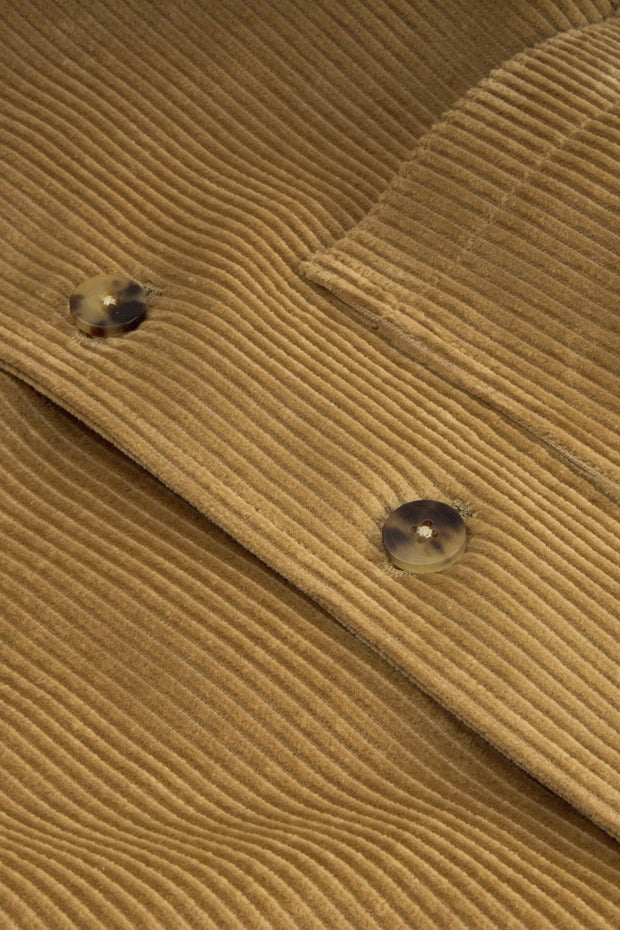 fitted tyrol jacket with nehru collar in sand-coloured wool velvet 