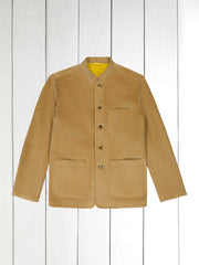 fitted tyrol jacket with nehru collar in sand-coloured wool velvet 