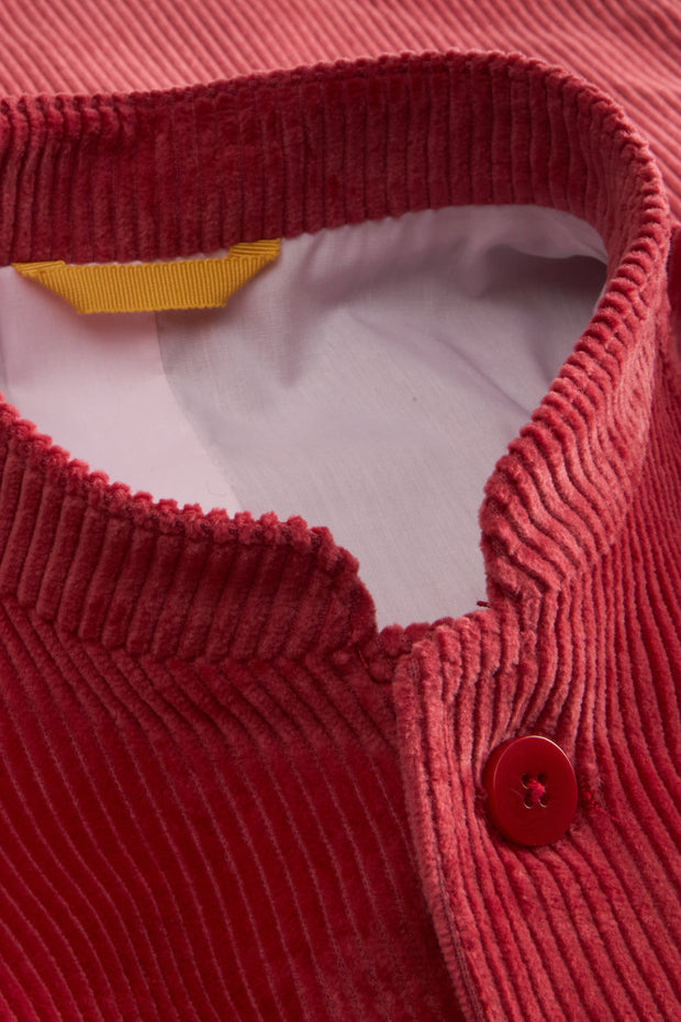 fitted tyrol jacket with nehru collar in old rose wool cordoroy