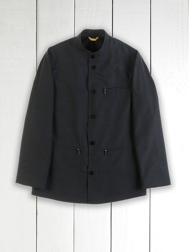 megève officer-collar jacket in crease-resistant pure wool anthracite