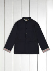 naipaul jacket in double-sided navy cotton and wool on Yorkshire check