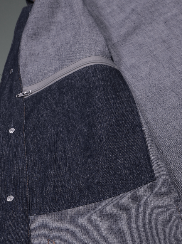 veste sans manches en denim indigo