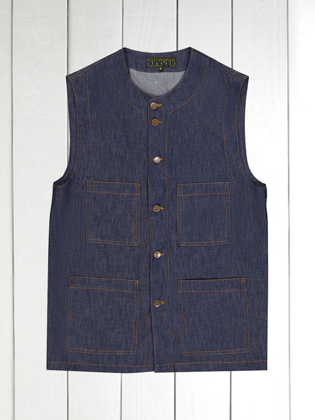 veste sans manches en denim indigo