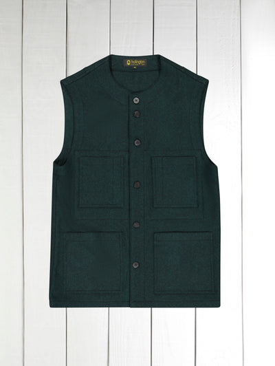 sleeveless jacket in emerald green and black super-soft tweed